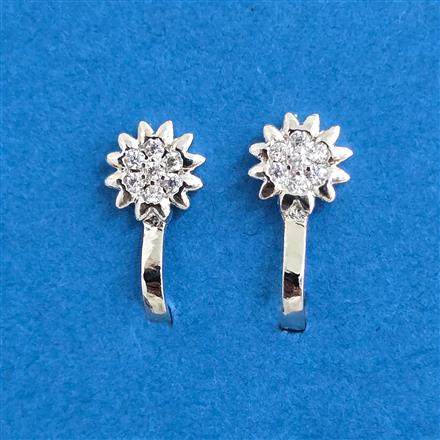 Cz Pressing Nose Ring With Rhodium Plating