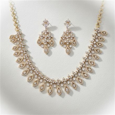 Cz Classic Necklace With Mehndi Rhodium Plating