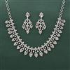 Cz Classic Necklace With Mehndi Rhodium Plating