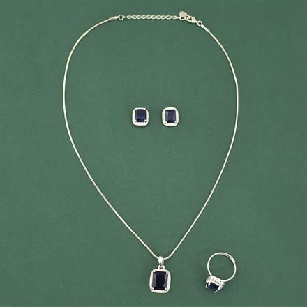 Cz Classic Pendant Set With Rhodium Plating