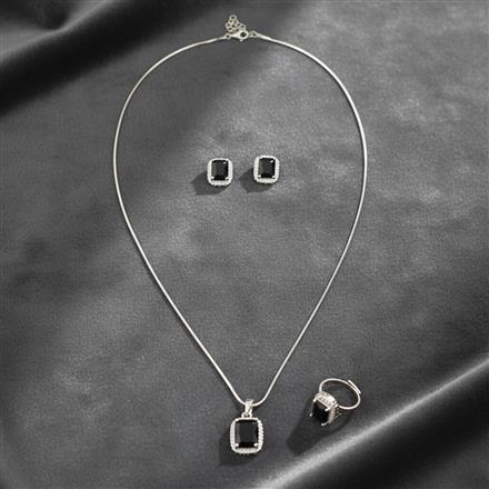 Cz Classic Pendant Set With Rhodium Plating