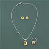 Cz Classic Pendant Set With Rhodium Plating