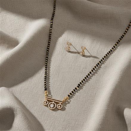 Cz Classic Mangalsutra With 2 Tone Rhodium Plating