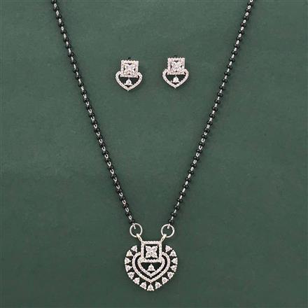 Cz Classic Mangalsutra With 2 Tone Rhodium Plating