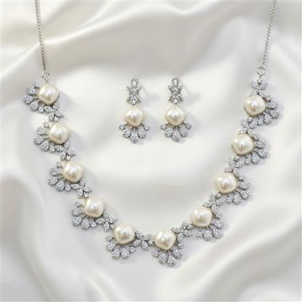 Cz Classic Necklace With Rhodium Plating