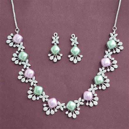 Cz Classic Necklace With Rhodium Plating