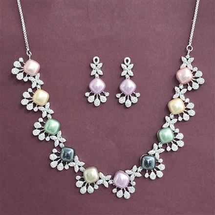 Cz Classic Necklace With Rhodium Plating