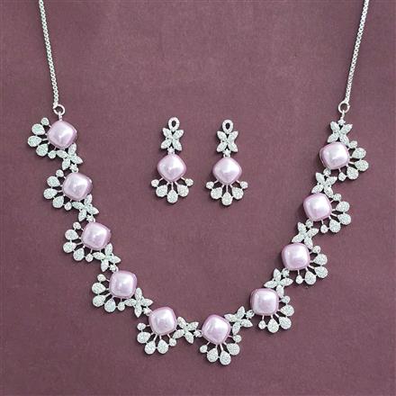 Cz Classic Necklace With Rhodium Plating