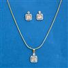 Cz Classic Pendant Set With 2 Tone Rhodium Plating