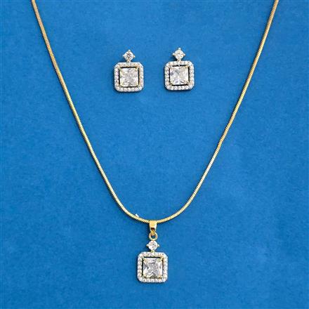 Cz Classic Pendant Set With 2 Tone Rhodium Plating
