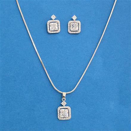 Cz Classic Pendant Set With 2 Tone Rhodium Plating