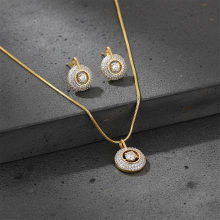 Cz Classic Pendant Set With 2 Tone Rhodium Plating