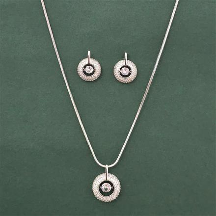 Cz Classic Pendant Set With 2 Tone Rhodium Plating