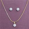 Cz Classic Pendant Set With 2 Tone Rhodium Plating