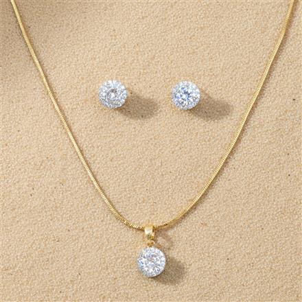 Cz Classic Pendant Set With 2 Tone Rhodium Plating