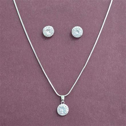 Cz Classic Pendant Set With 2 Tone Rhodium Plating