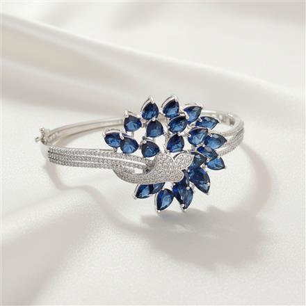 Cz Openable Kada With Rhodium Plating