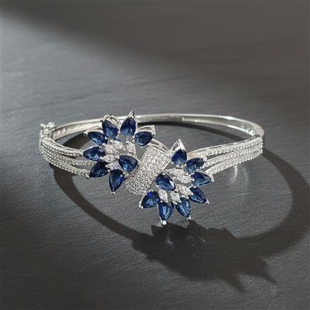 Cz Openable Kada With Rhodium Plating