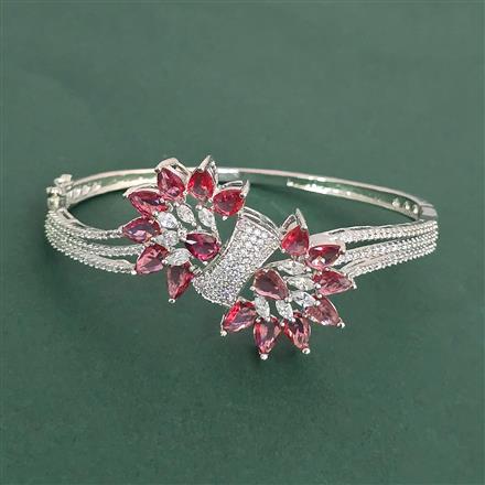 Cz Openable Kada With Rhodium Plating