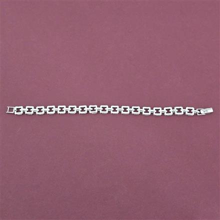Cz Openable Bracelet With 2 Tone Rhodium Plating