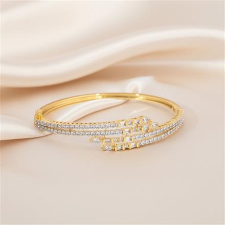 Cz Openable Kada With 2 Tone Rhodium Plating