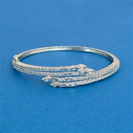 Cz Openable Kada With 2 Tone Rhodium Plating