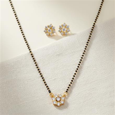 Cz Delicate Mangalsutra With 2 Tone Rhodium Plating
