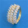 Cz Adjustable Ring With Mehndi 2 Tone Rhodium Plating