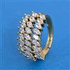 Cz Adjustable Ring With Mehndi 2 Tone Rhodium Plating