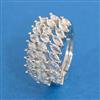Cz Adjustable Ring With Mehndi 2 Tone Rhodium Plating