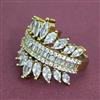Cz Adjustable Ring With Mehndi 2 Tone Rhodium Plating