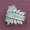 Cz Adjustable Ring With Mehndi 2 Tone Rhodium Plating