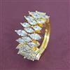 Cz Adjustable Ring With Mehndi 2 Tone Rhodium Plating