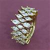 Cz Adjustable Ring With Mehndi 2 Tone Rhodium Plating