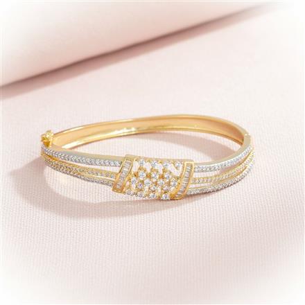 Cz Openable Kada With Mehndi 2 Tone Rhodium Plating
