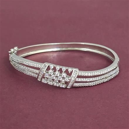 Cz Openable Kada With Mehndi 2 Tone Rhodium Plating