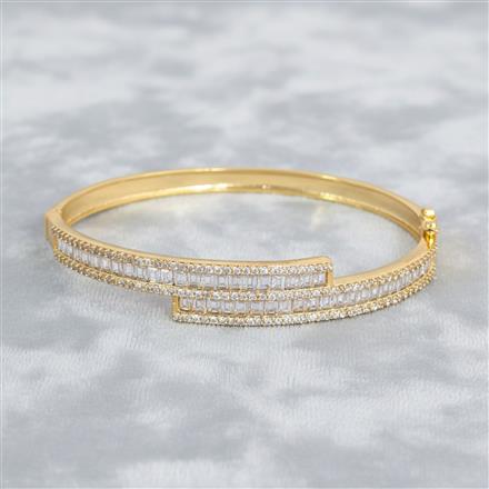 Cz Openable Kada With Mehndi 2 Tone Rhodium Plating