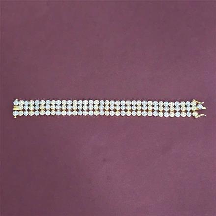 Cz Openable Bracelet With 2 Tone Rhodium Plating