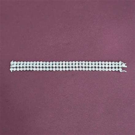 Cz Openable Bracelet With 2 Tone Rhodium Plating