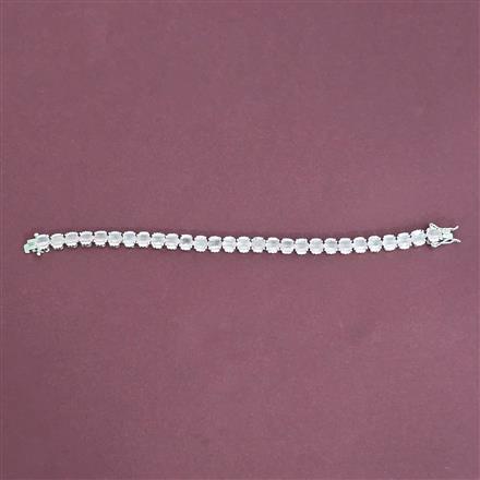 Cz Openable Bracelet With Rhodium Plating