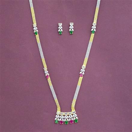 Cz Classic Pendant Set With 2 Tone Plating