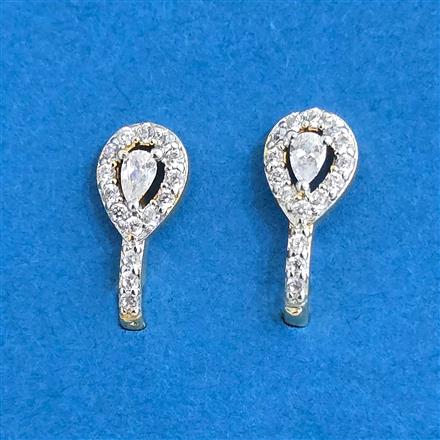 Cz Pressing Nose Ring With 2 Tone Rhodium Plating