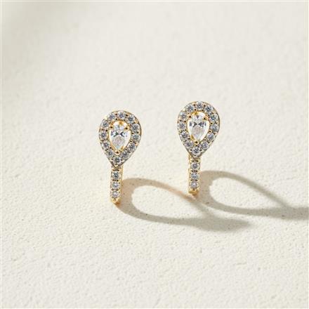 Cz Pressing Nose Ring With 2 Tone Rhodium Plating
