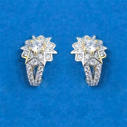 Cz Pressing Nose Ring With 2 Tone Rhodium Plating