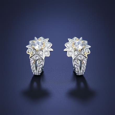 Cz Pressing Nose Ring With 2 Tone Rhodium Plating