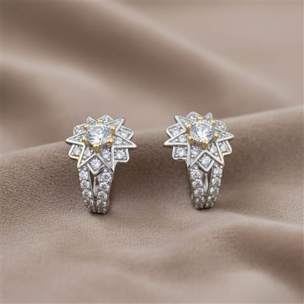 Cz Pressing Nose Ring With 2 Tone Rhodium Plating