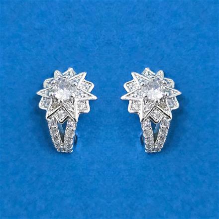 Cz Pressing Nose Ring With 2 Tone Rhodium Plating