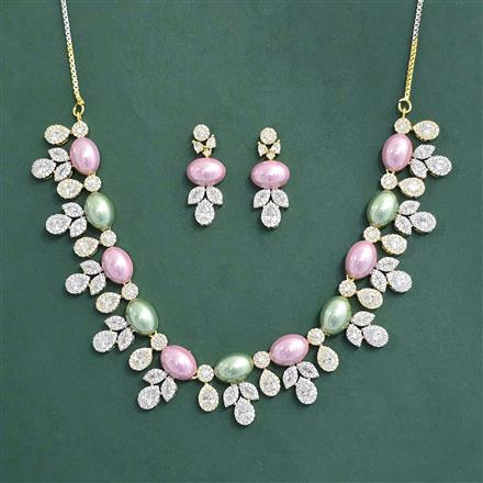 Cz Classic Necklace With 2 Tone Plating