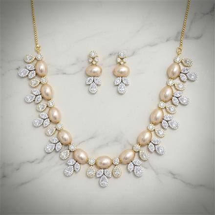 Cz Classic Necklace With 2 Tone Plating