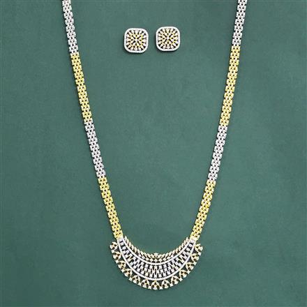 Cz Classic Pendant Set With 2 Tone Rhodium Plating